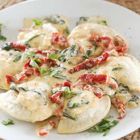 Perogies with a creamy dill sauce